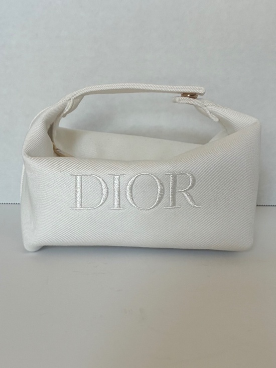 Dior Accessories - Dior Cream Denim & Gold Embroidered Pouch